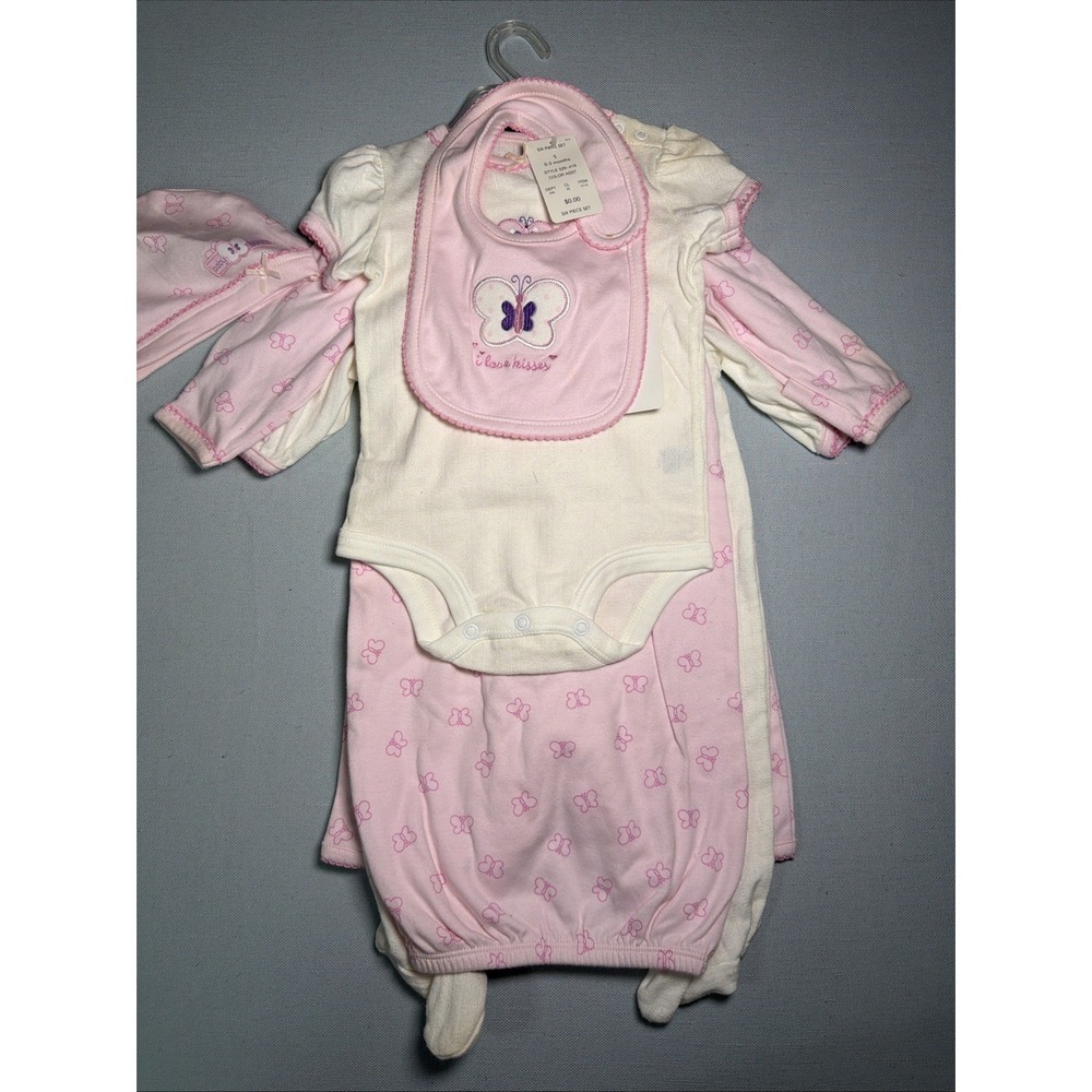 Baby Girl Clothes Just One Year Carter's 6 Piece 0-3M  Gown Butterfly & Bib